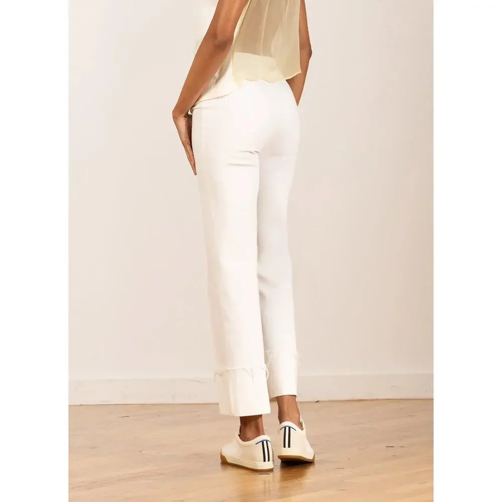 Avenue Montaigne The Bonnie Straight Leg Cuffed Jean in White 2